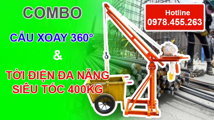 cẩu xoay 360 ° và tời điện đa năng 400kg