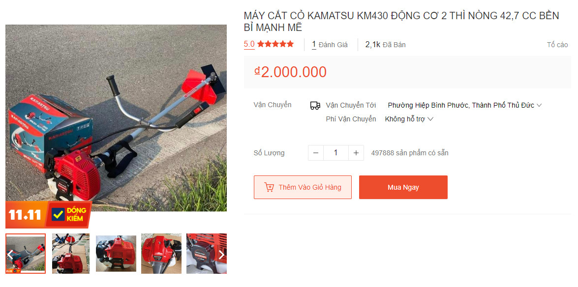 máy cắt cỏ Kamatsu Km430 bán chạy trên shoppe