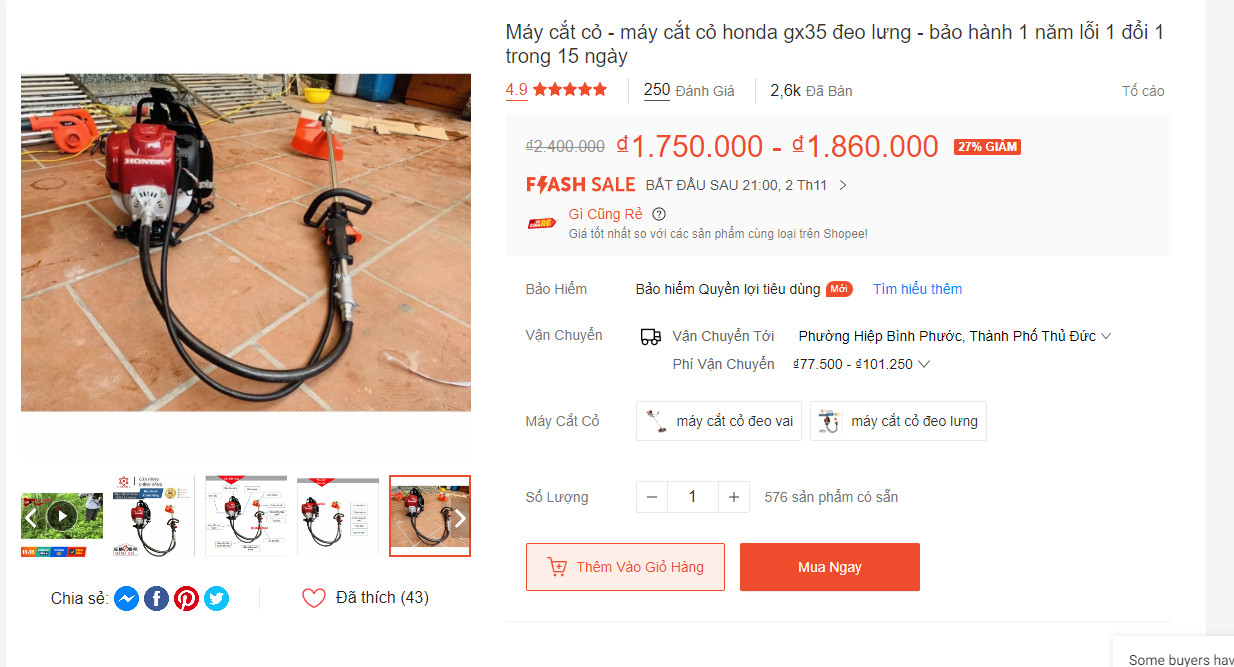 máy cắt cỏ ba lô Honda GX35